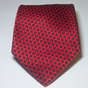 Escada Pour Homme Red & Black Silk Tie Vintage Power Designer Necktie